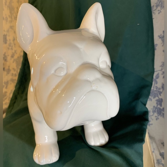 Large 13" White Ceramic French Bulldog Statue - Picture 4 of 8